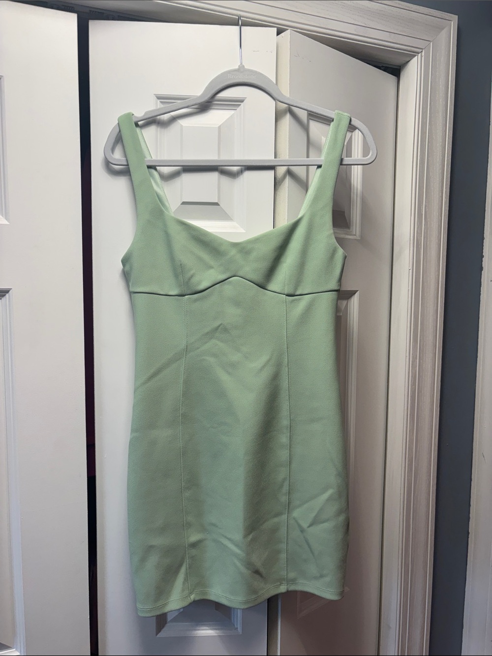 Hello Molly Mint Green Square-Neck Bodycon Mini Dress